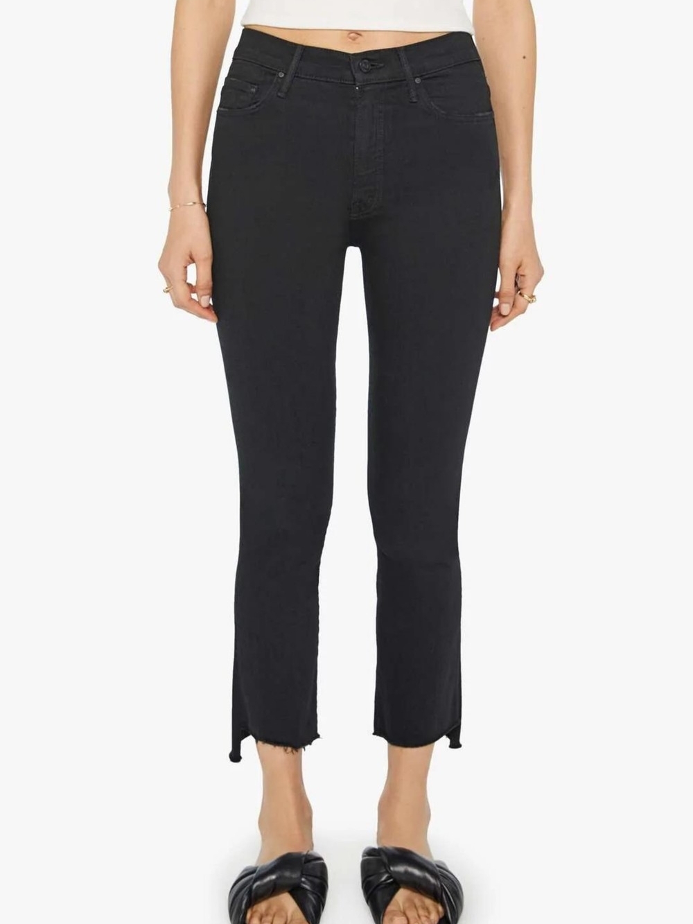 MOTHER Insider Crop Jeans Not Guilty Size 25 Raw Hem Designer Denim